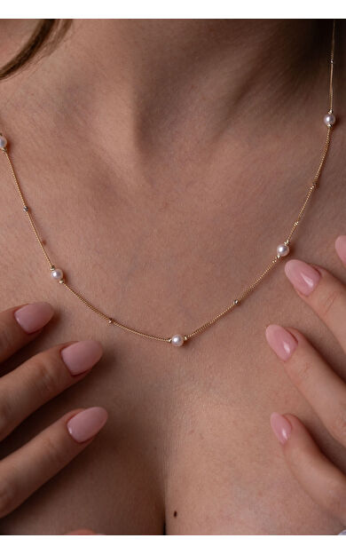 Kolyecik 14 Ayar Altın İnci Kolye