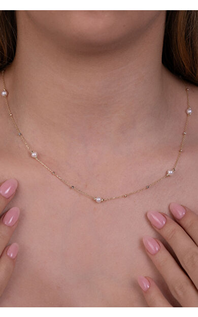 Kolyecik 14 Ayar Altın İnci Kolye