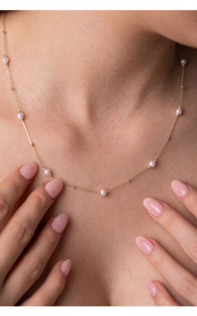 Kolyecik 14 Ayar Altın İnci Kolye