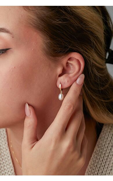 Kolyecik 14 Ayar Altın İnci Küpe