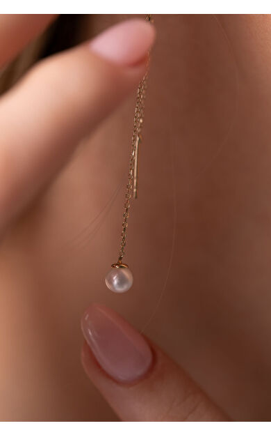 Kolyecik 14 Ayar Altın İnci Küpe