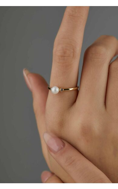 Kolyecik 14 Ayar Altın İnci Yüzük