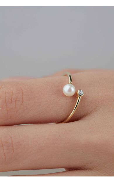 Kolyecik 14 Ayar Altın İnci Yüzük