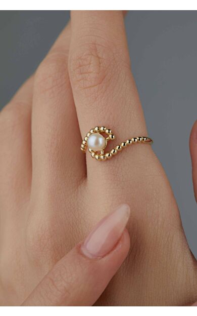 Kolyecik 14 Ayar Altın İnci Yüzük