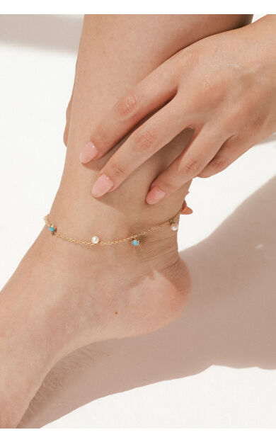 Kolyecik 14 Ayar Altın İncili Halhal