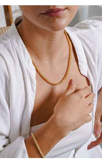 Kolyecik 14 Ayar Altın İtalyan El İşi Set