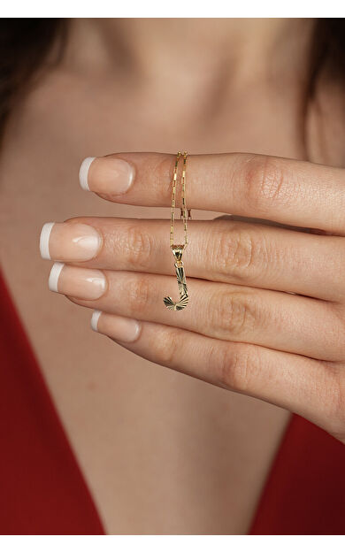 Kolyecik 14 Ayar Altın Kalp Taşlı Kolye Ucu