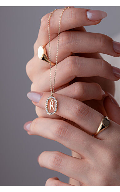 Kolyecik 14 Ayar Altın K Harf Kolye