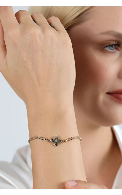 Kolyecik 14 Ayar Altın Kalemli Çiçek Bileklik