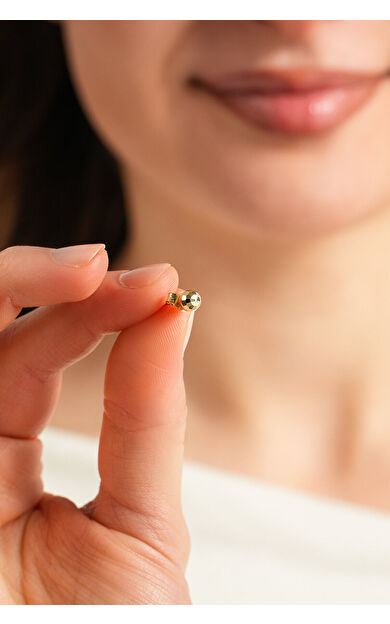 Kolyecik 14 Ayar Altın Kalemli Top Küpe