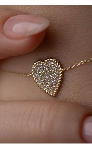 Kolyecik 14 Ayar Altın Kalp Bileklik