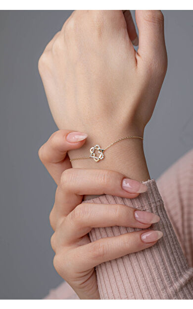 Kolyecik 14 Ayar Altın Kalp Bileklik