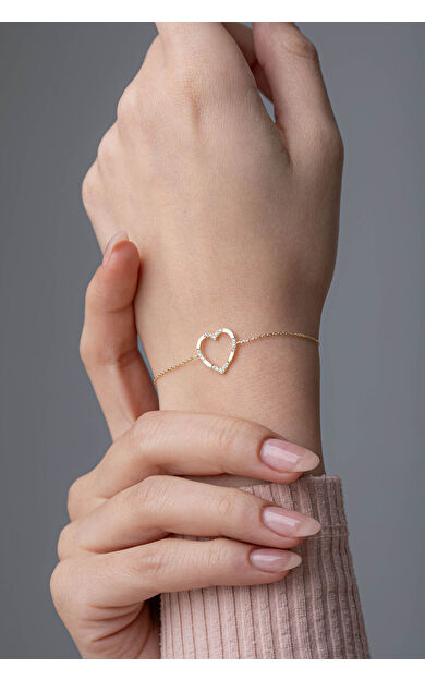 Kolyecik 14 Ayar Altın Kalp Bileklik