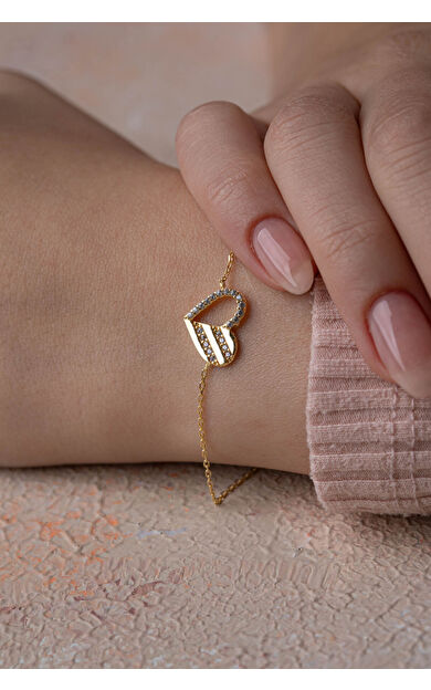 Kolyecik 14 Ayar Altın Kalp Bileklik