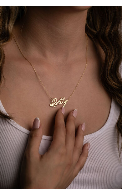 Kolyecik 14 Ayar Altın Kalp İsimli Kolye