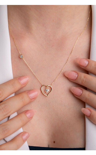 Kolyecik 14 Ayar Altın Kalp Kolye