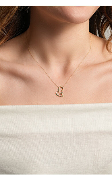 Kolyecik 14 Ayar Altın Kalp Kolye