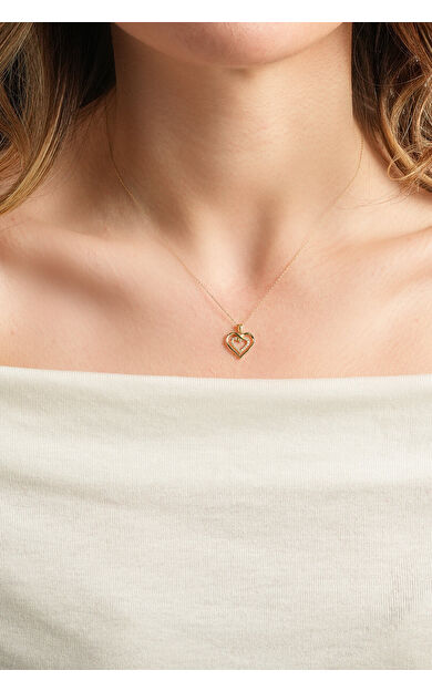 Kolyecik 14 Ayar Altın Kalp Kolye