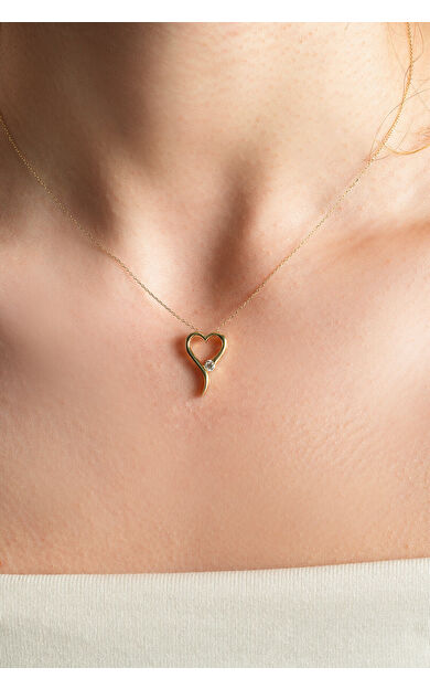 Kolyecik 14 Ayar Altın Kalp Kolye