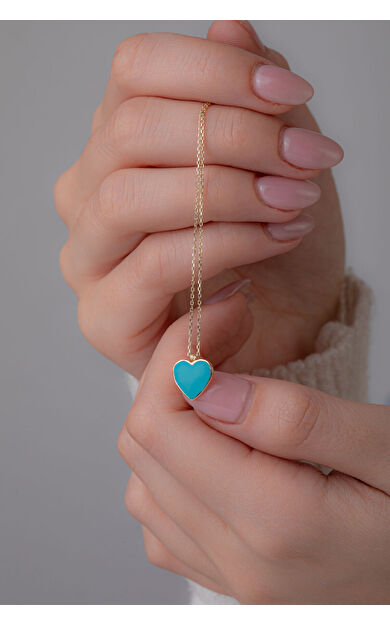 Kolyecik 14 Ayar Altın Kalp Mineli Kolye