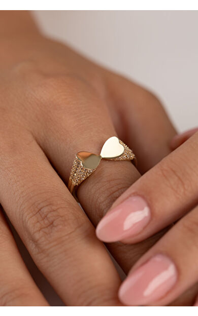 Kolyecik 14 Ayar Altın Kalp Yüzük