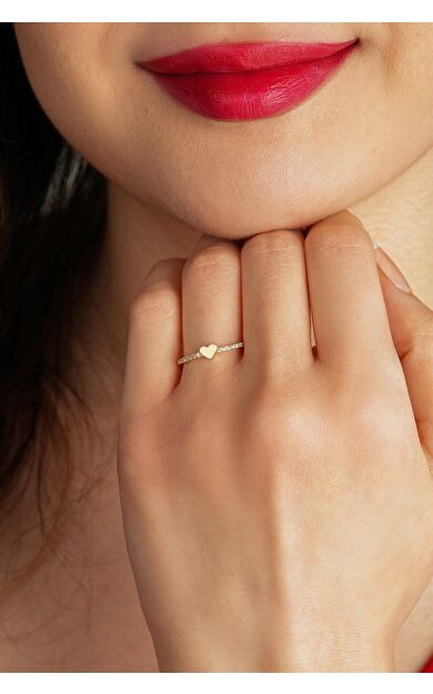 Kolyecik 14 Ayar Altın Kalp Yüzük