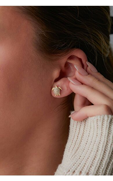 Kolyecik 14 Ayar Altın Kaplumbağ Küpe