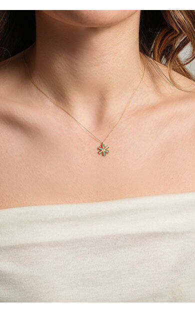 Kolyecik 14 Ayar Altın Kar Tanesi Kolye