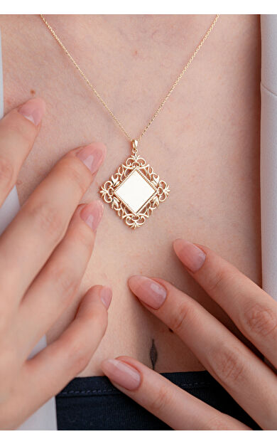 Kolyecik 14 Ayar Altın Kare Ayna Kolye