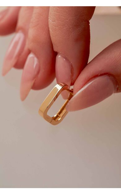 Kolyecik 14 Ayar Altın Kare Küpe