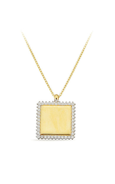 Kolyecik 14 Ayar Altın Kare Plaka Kolye