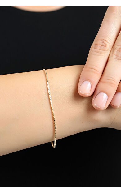 Kolyecik 14 Ayar Altın Kare Zincir Bileklik