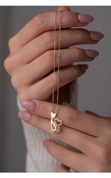 Kolyecik 14 Ayar Altın Kedi Kolye