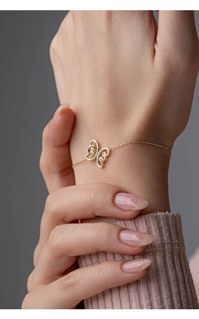 Kolyecik 14 Ayar Altın Kelebek Bileklik