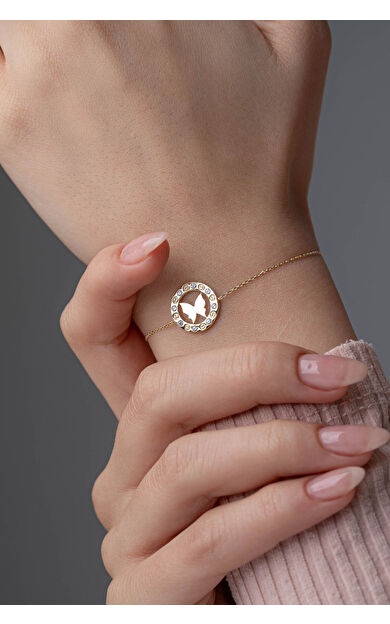 Kolyecik 14 Ayar Altın Kelebek Bileklik