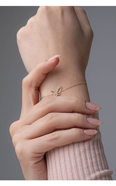 Kolyecik 14 Ayar Altın Kelebek Bileklik