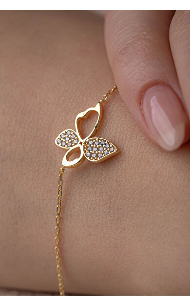 Kolyecik 14 Ayar Altın Kelebek Bileklik