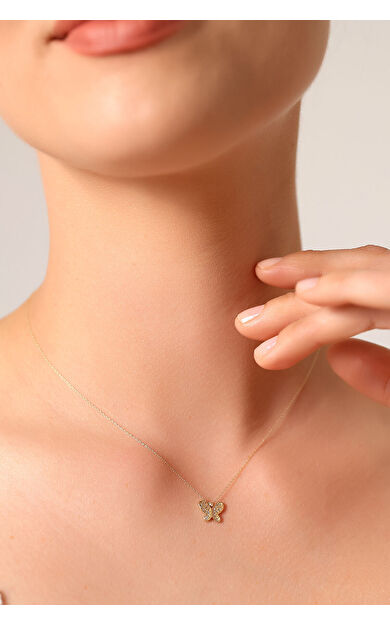 Kolyecik 14 Ayar Altın Kelebek Kolye