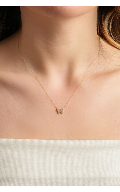 Kolyecik 14 Ayar Altın Kelebek Kolye