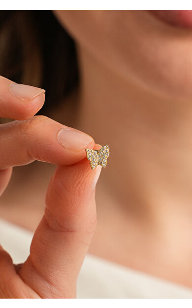 Kolyecik 14 Ayar Altın Kelebek Küpe