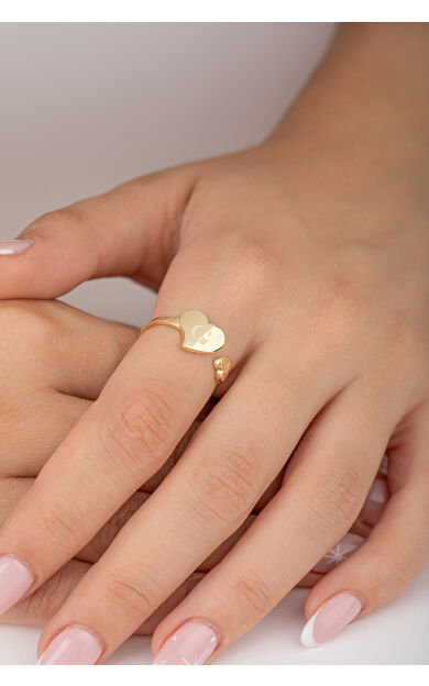 Kolyecik 14 Ayar Altın Kişiselleştirebilir Kalp Yüzük