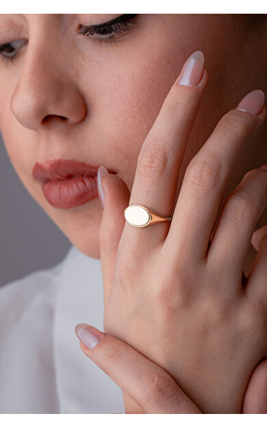 Kolyecik 14 Ayar Altın Kişiselleştirebilir Oval Yüzük