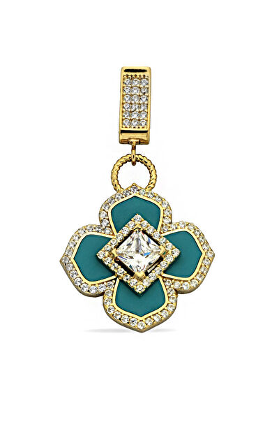 Kolyecik 14 Ayar Altın Mineli Çİçek Kolye Ucu