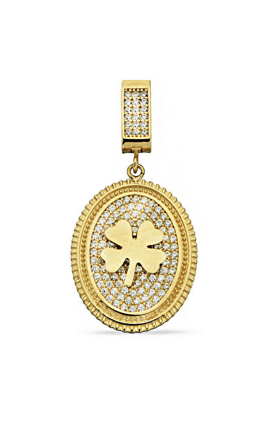 Kolyecik 14 Ayar Altın Yonca Kolye Ucu