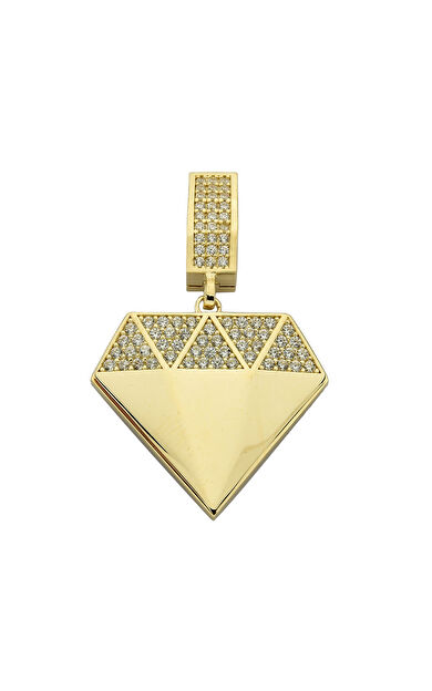 Kolyecik 14 Ayar Altın Pırlanta Şekli Kolye Ucu