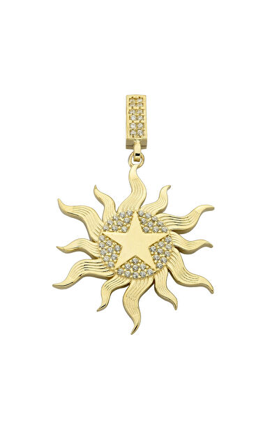 Kolyecik 14 Ayar Altın Güneş Kolye Ucu