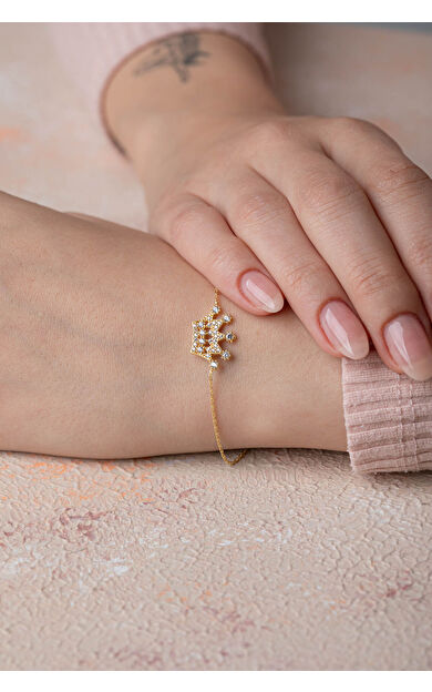 Kolyecik 14 Ayar Altın Kral Tacı Bileklik