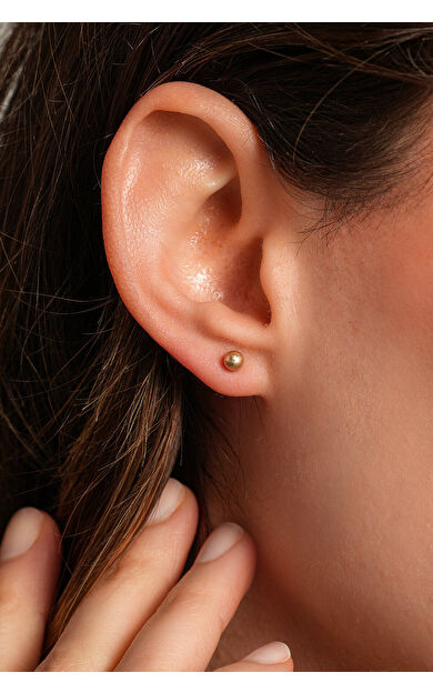 Kolyecik 14 Ayar Altın Kumlu Top Küpe