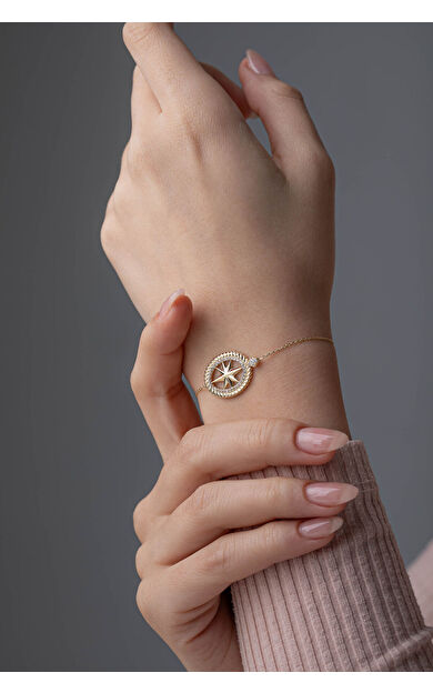 Kolyecik 14 Ayar Altın Kutup Yıldızı Bileklik