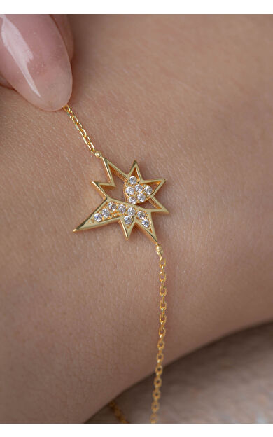 Kolyecik 14 Ayar Altın Kutup Yıldızı Bileklik